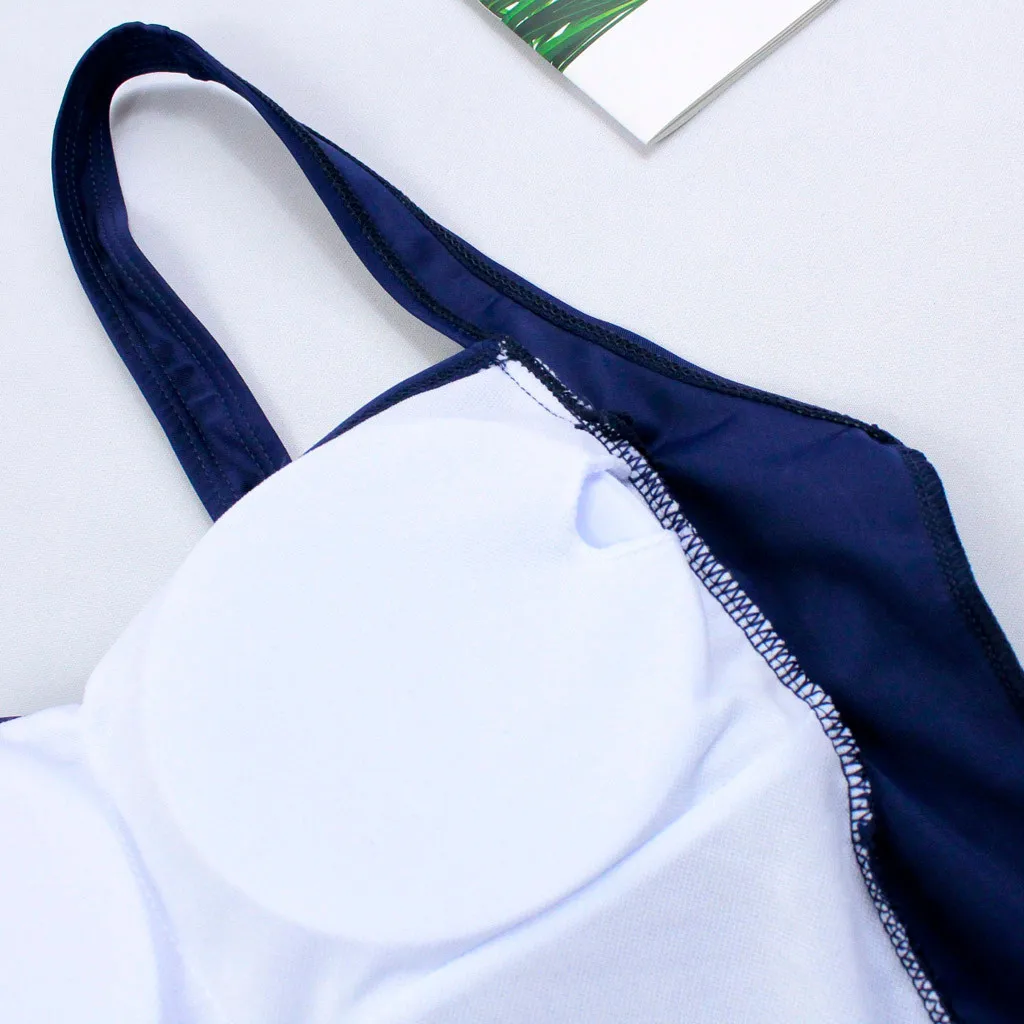 Женское сексуальное бикини Цельный купальник однотонный на бретельках с