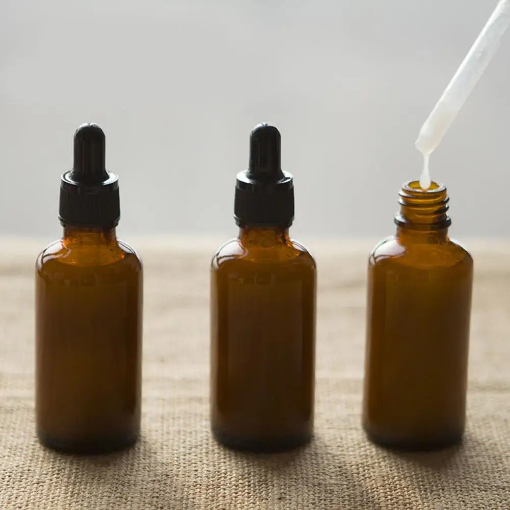 

Empty Amber Bottle Glass Essential Oil Liquid Aromatherapy+Dropper Cap Tool