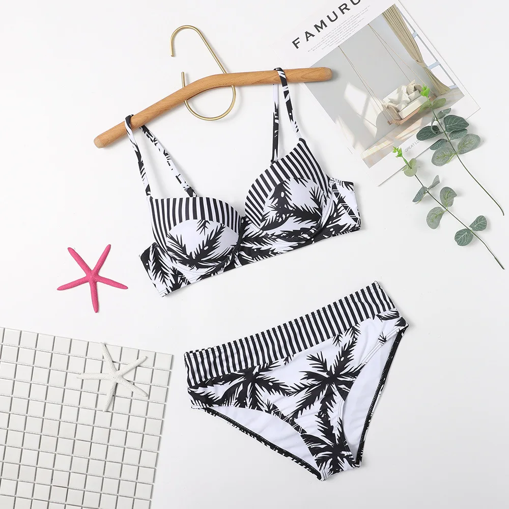 

2021 swimsuit printed hard pack split bikini 2 piece set women
