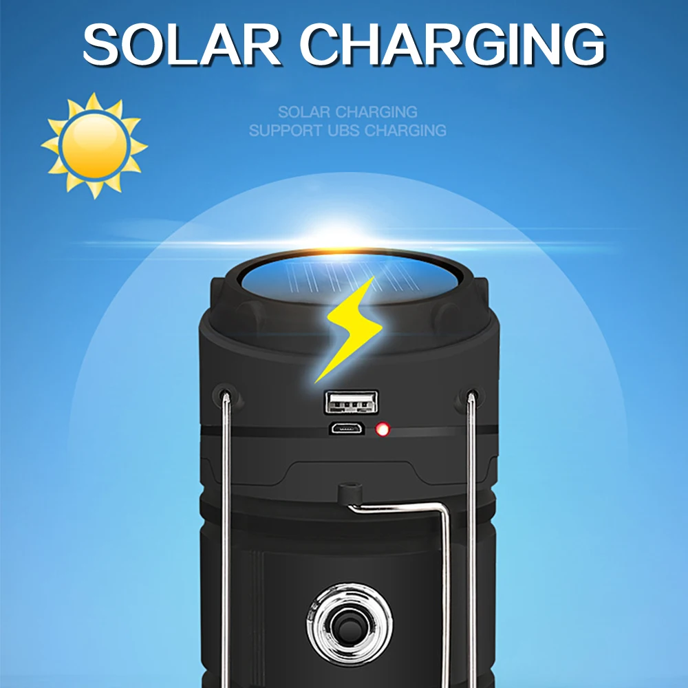 

Powerful LED Camping Light USB Rechargeable Tent Light Flashlight Emergency Light Outdoor Solar Rechargeable Portable Lantern