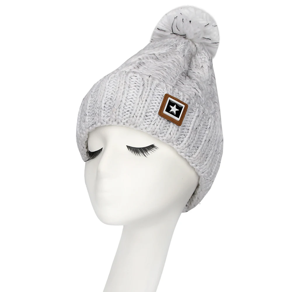 GOUTER модные меховые шапки со звездами вязаная шапка с флисовой подкладкой зимняя