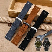 onthelevel cow suede leather watchband 23mm black brown gray leather strap with with quick release bar for mido watch d