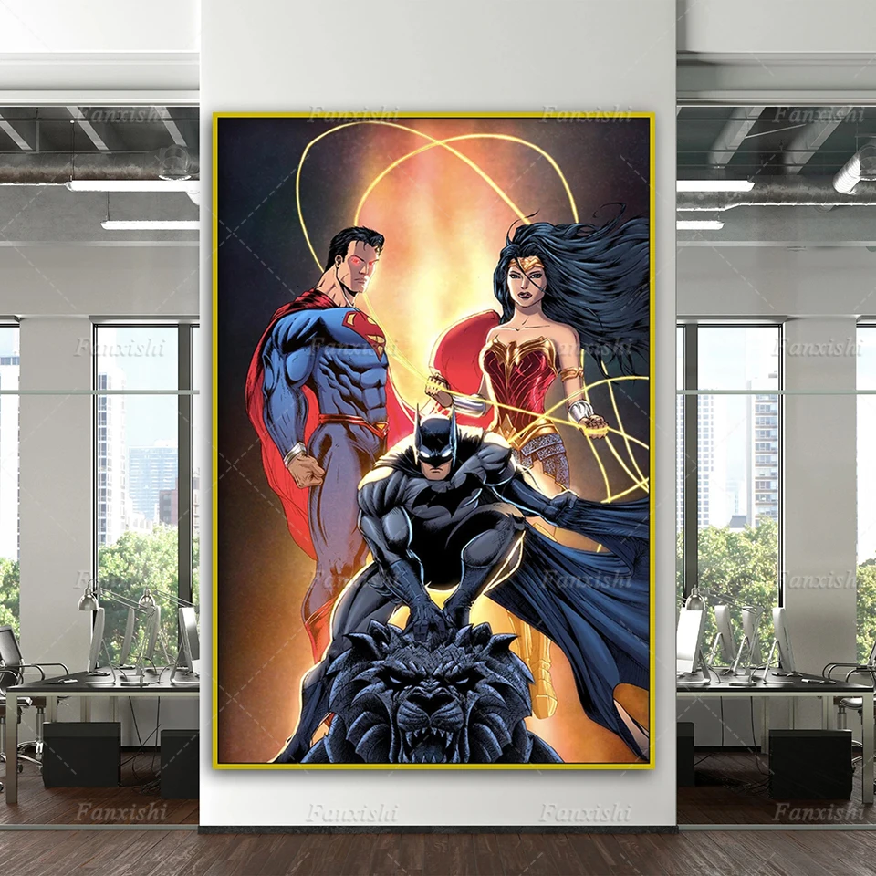

Batman Superman Wonder Woman Movie Poster Marvel Dc Superhero Justice League Living Room Decor Canvas Wall Art Print Home Decor