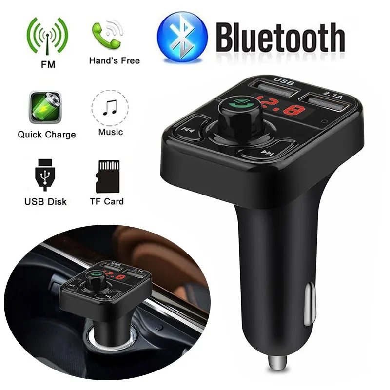 Universal Wireless Adapter Bluetooth V3.0 Car FM Transmitter A2DP DC 12-24V MP3 Player Voltage Detection Dual USB Fast Charge | Автомобили