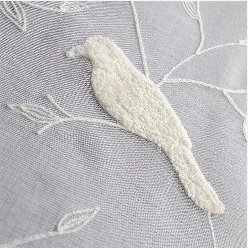 Тюль с 3D вышивкой в виде птиц драпировка прозрачные шторы для гостиной окна