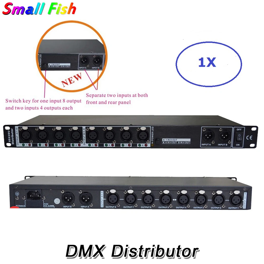 Новый дизайн 88-265 в вход DMX усилитель/сплиттер/ретранслятор сигнала DMX/8 выходных