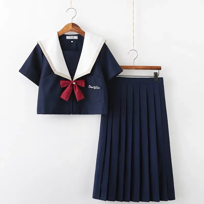 Белоснежная школьная форма униформа для девочек костюм учеников морского флота