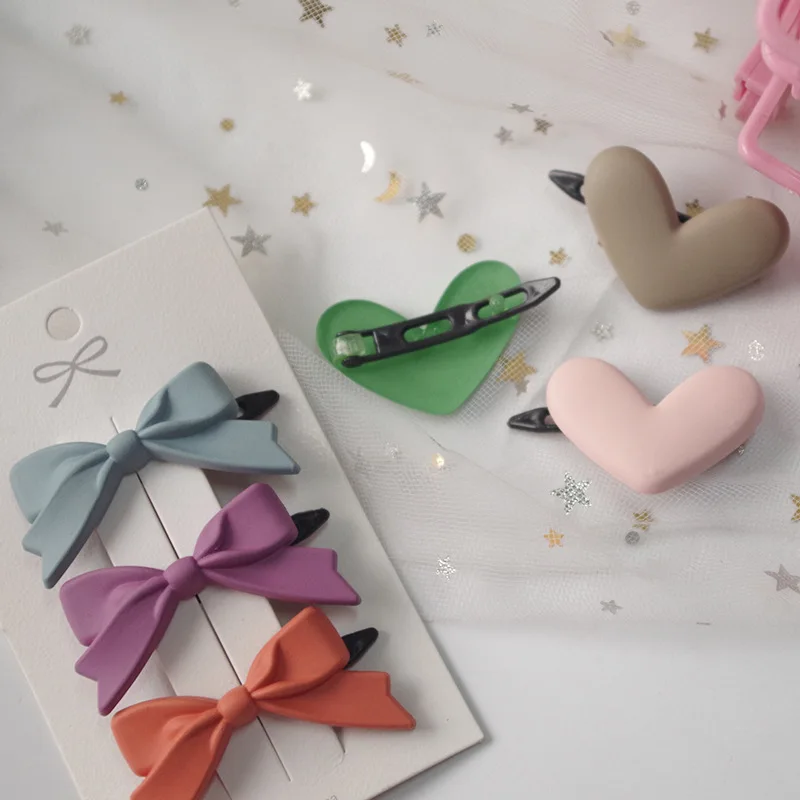 Pasadores para ni&ntilde;a, accesorios para el cabello, horquillas con lazo de flores de pl&aacute;stico/resina esmerilada, pinzas para el cabello de colores caramelo, agarre para el cabello de moda-4
