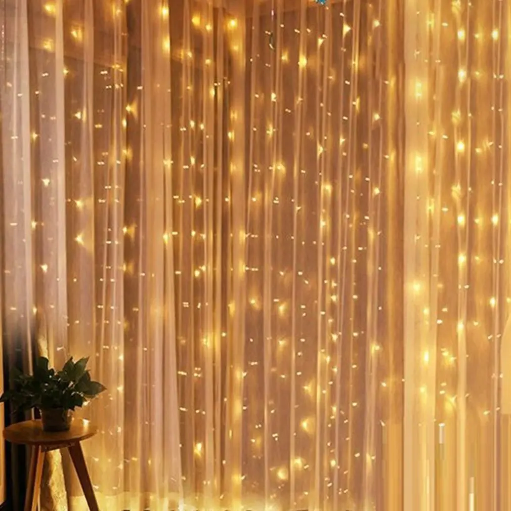 

Рождественские огни, гирлянда-занавеска, фотоэлемент, рождественские подарки, новый год 2021, Декор