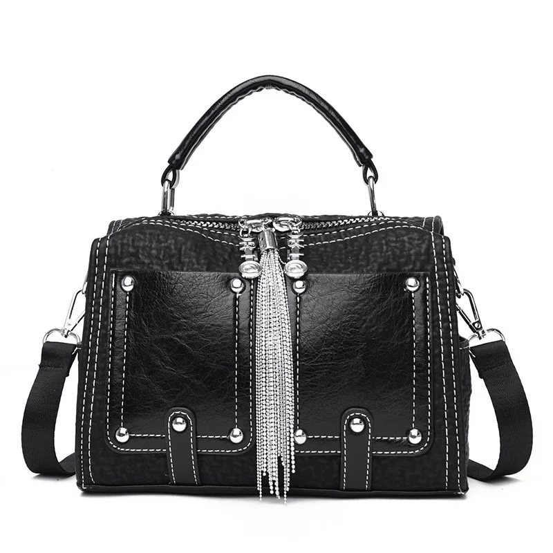 

Hot Sale Split Leather Bag for Women 2021 New Fashion All Match Rivet Single Shoulder Bags Ladies Designer Handbags Sac Luxe Cc