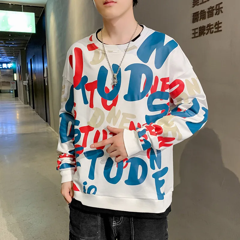 

Свитер мужской весенний свободного покроя, с круглым вырезом и длинным рукавом