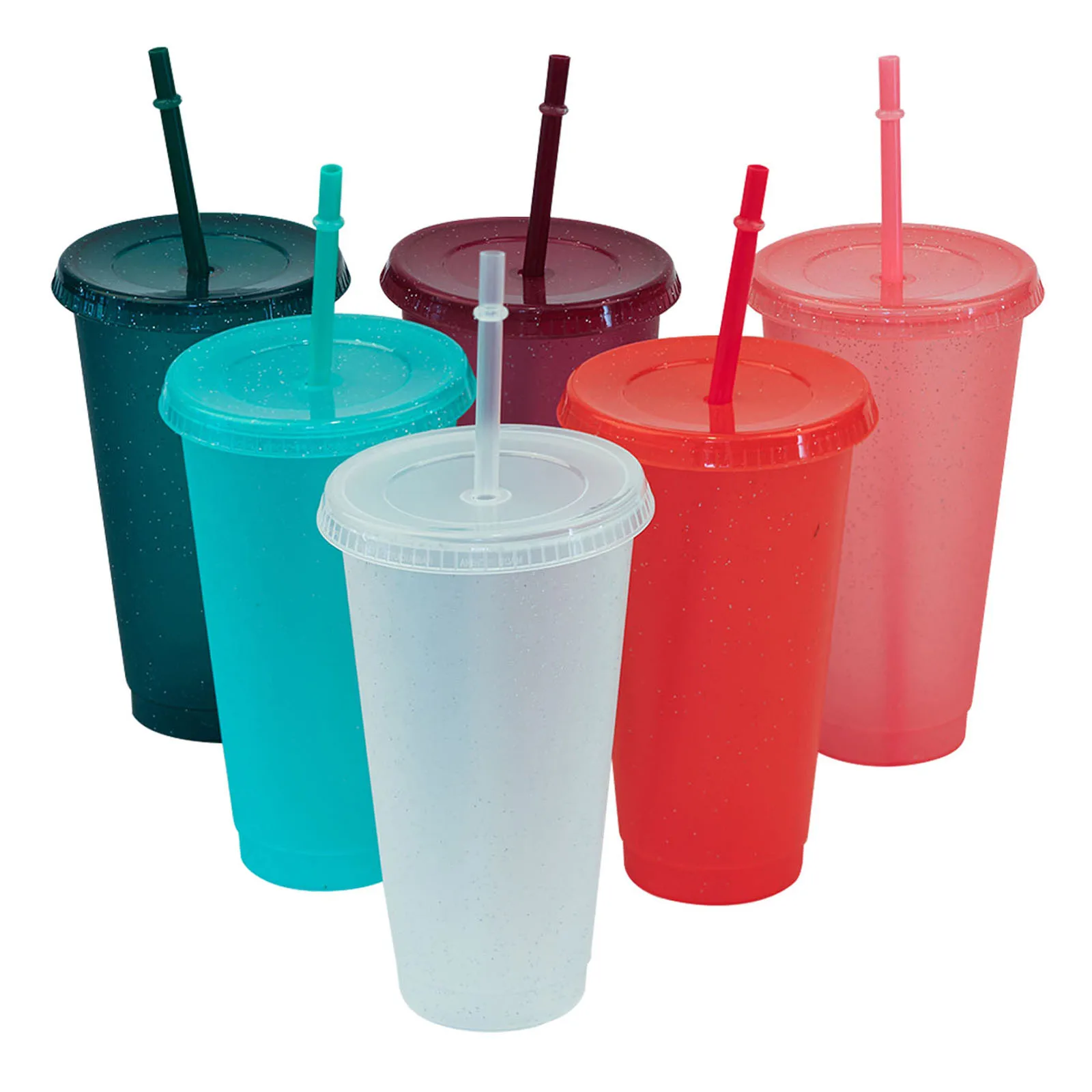 Powder Shiny Reusable Straw Cup Sequined Glitter Coffee Juice Mug Personalized Plastic Bottom Outdoor Portable | Дом и сад