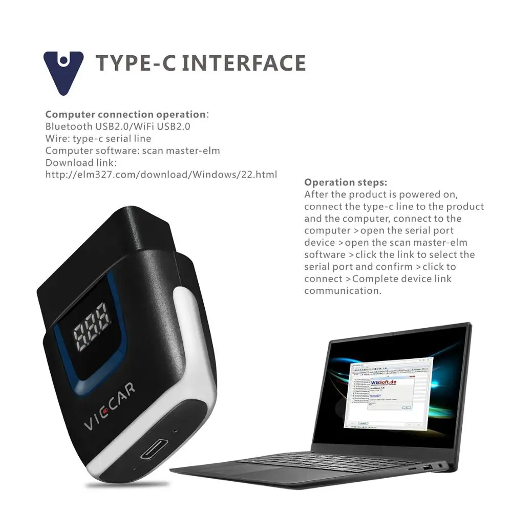 Viecar OBD OBD2 ELM327 V2.2 Bluetooth 4 0 WIFI Type-C сканер PIC18F25K80 для Android/IOS ELM 327 ODB2 автомобильный