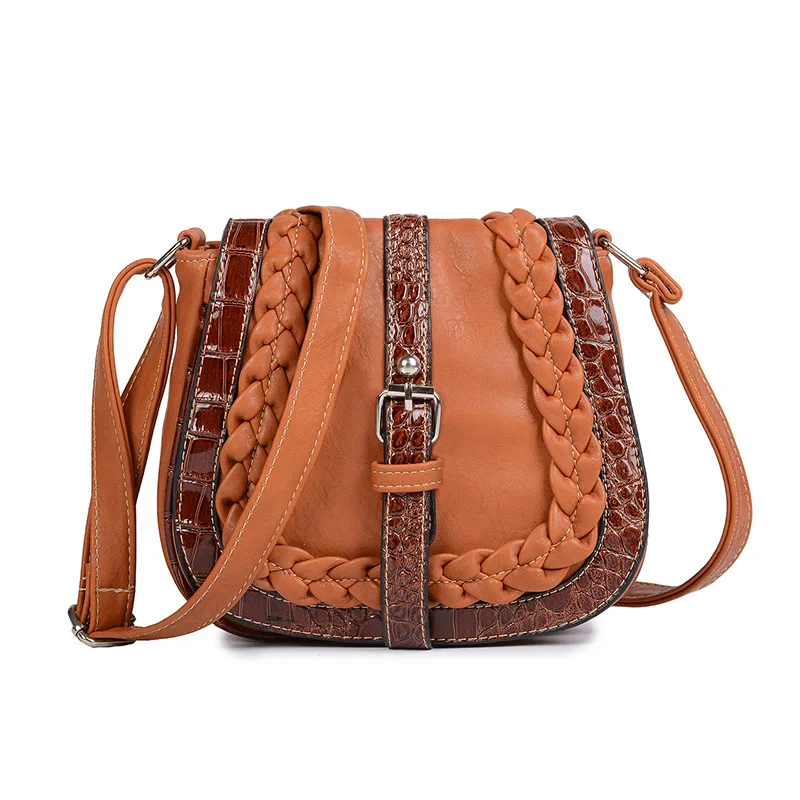 Новинка 2020 женская сумка искусственная кожа тканая маленькая квадратная Ретро