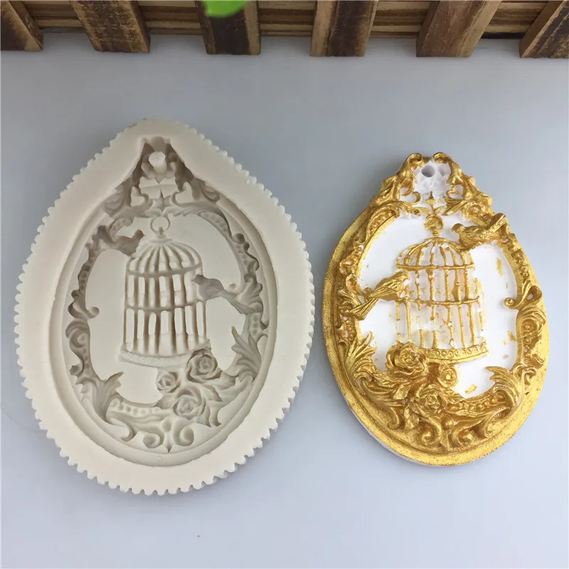

Bird Cage Silicone Mold Gypsum Aromatherapy Pendant Designer DIY Plaster Casting Keychain Clay Mold Silikon Form Resina Epoxi