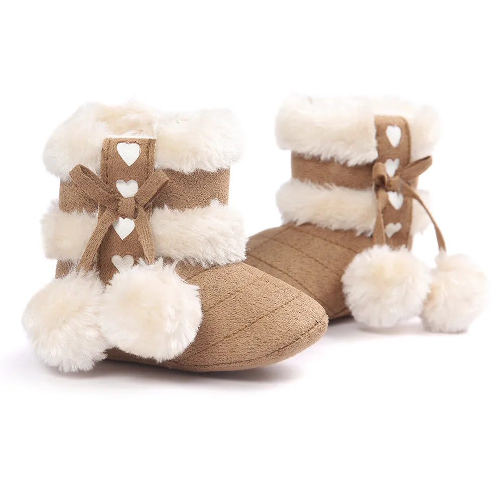 Милый зимний сезон Зимние сапоги принцессы для новорожденных девочек Обувь