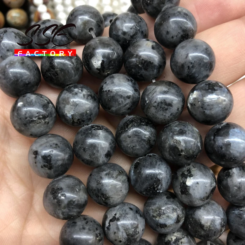 Бусины из натурального черного Лабрадорита круглые бусины Larvikite для