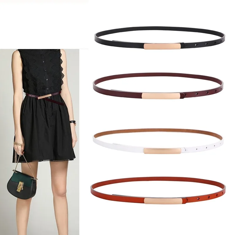 Ремень женский тонкий из натуральной воловьей кожи модный дизайнерский пояс с