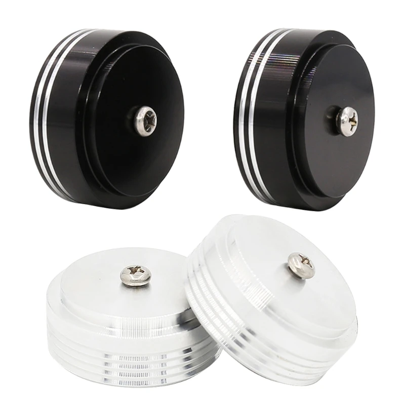 

4pcs 39 x 17mm Aluminum -Audio Amplifier Speaker Feet Spikes Black / Silver Ring Machine Mats Pads