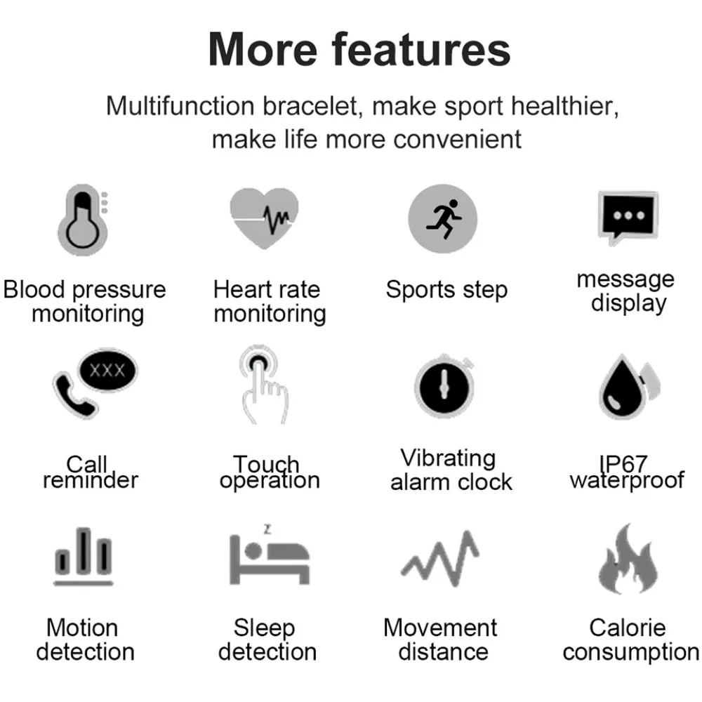 Смарт-браслет M5 plus водонепроницаемый с измерением давления и пульса |