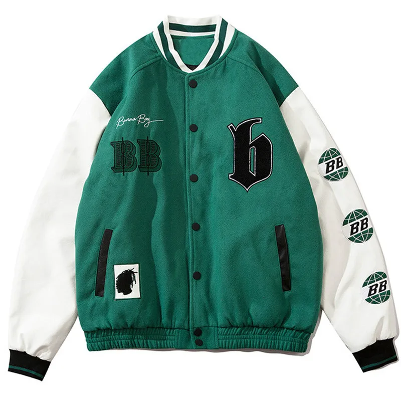 

Куртка мужская бейсбольная утепленная, Бомбер в стиле пэчворк, уличная одежда с буквенной вышивкой, большие размеры, пальто в студенческом стиле, осень