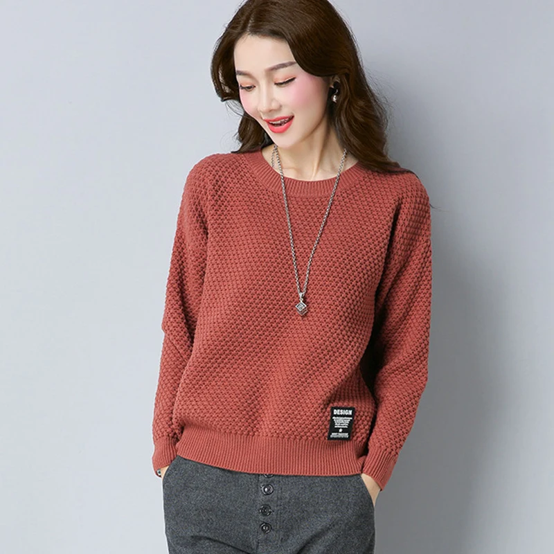 

PEONFLY 2020 Autumn Winter Knitted Pullover Sweater Women Korean O Neck Solid Color Jumper Female Yellow Knitwear Clothes