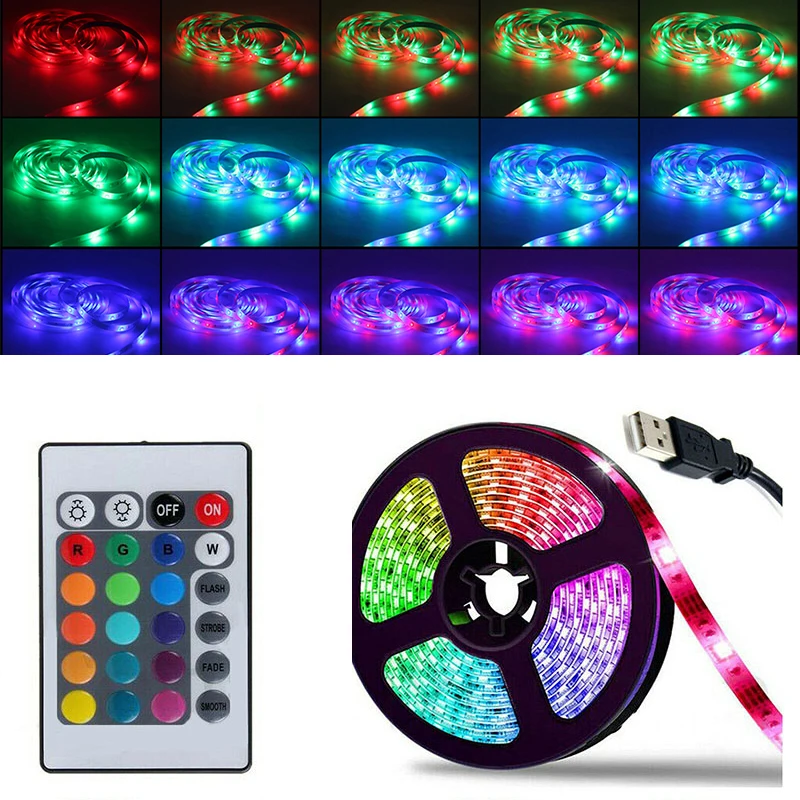 

5M Led Strip 12v Led For Living Room With Controller 24keys Light Tv Teen Decoration Backlight