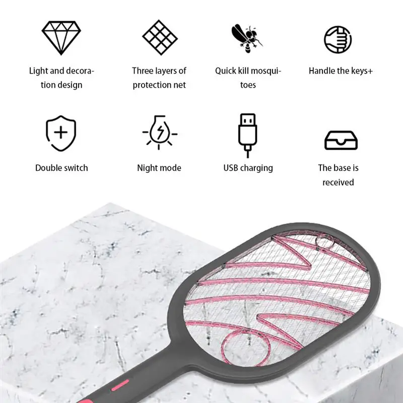 Новый 3000V Электрический насекомых ракетки мухобойка Zapper USB 1200 мАч перезаряжаемая