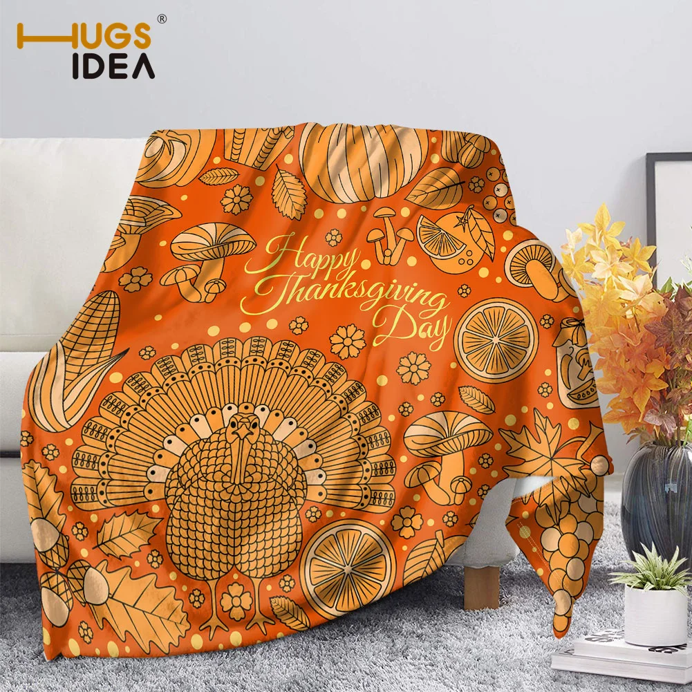 

HUGSIDEA Winter Blanket Cartoon Turkey Print Throw Blankets Sofa Bedding Thanksgiving Blanket for Kid's Bed Quilt 150X200CM