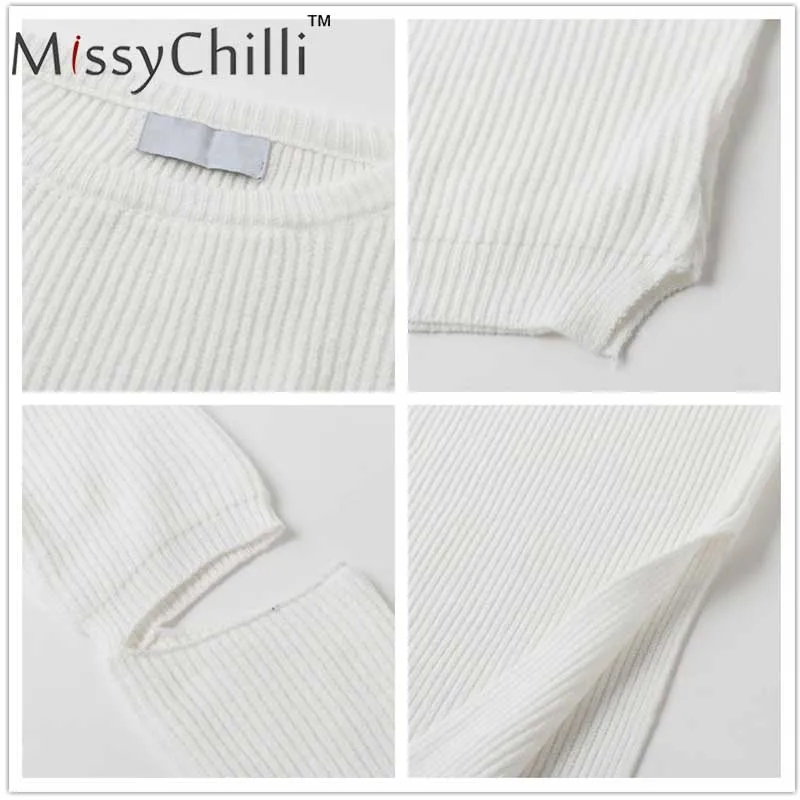 MissyChilli вязаный укороченный свитер белое платье женский костюм из двух частей