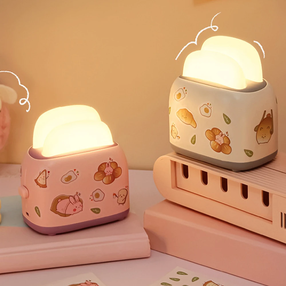 

Симпатичный ночник, хлебопечка светодиодный чная лампа, портативный прикроватный светильник для спальни с зарядкой от USB, окружасветильник...