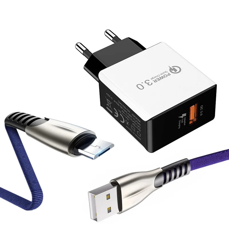 QC 3 0 USB адаптер быстрое зарядное устройство ковбойский провод Micro зарядный кабель