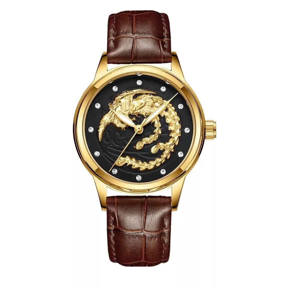 Couple Watches for Lovers Top Brand Luxury Gold Dragon Watches Steel Waterproof Quartz Wrist Watches Clock Hodinky Men's Watch