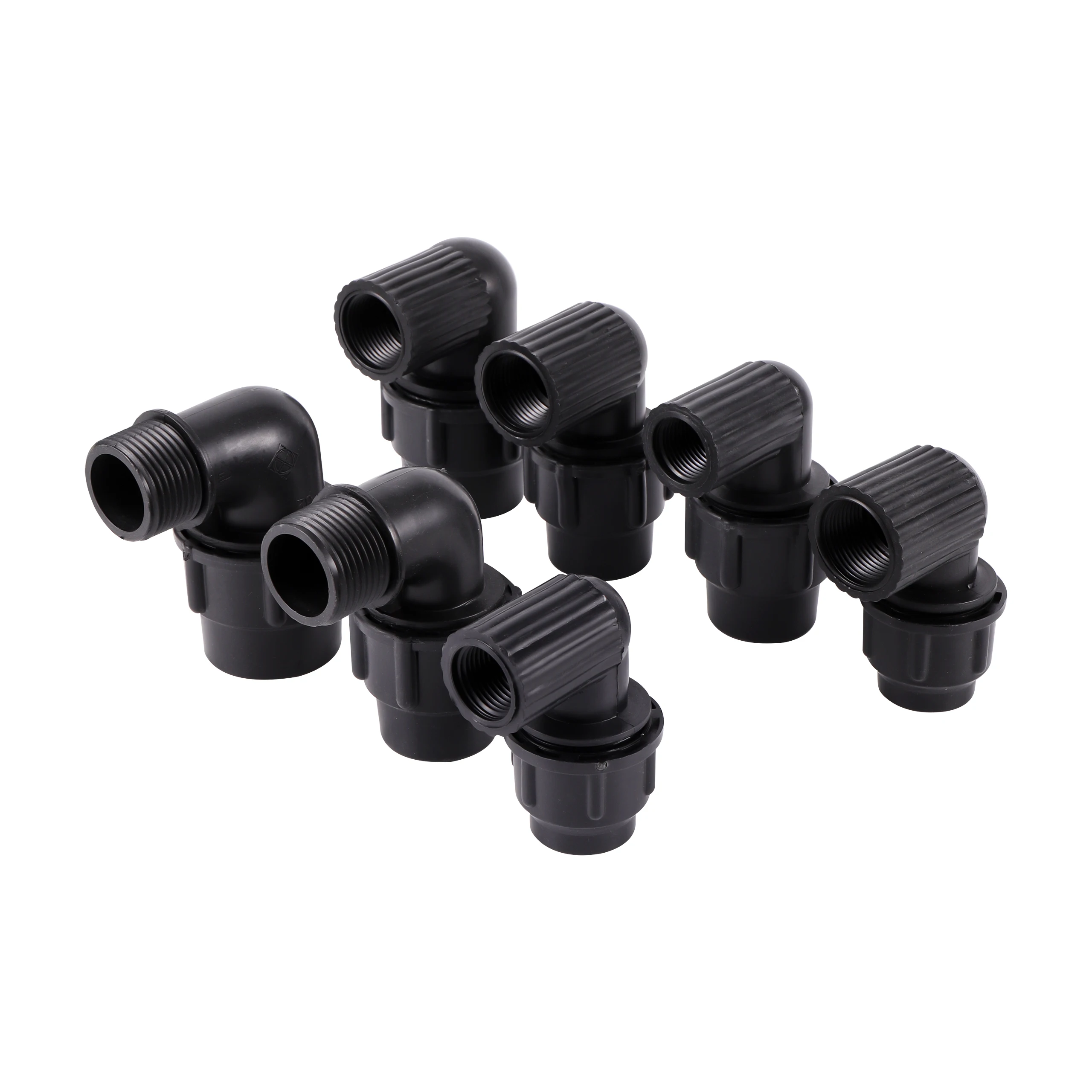 

1/2" 3/4" 1" Female Male Thread to 20/25/32mm 90 Degree Reducing Elbow Water Connector Black PE Pipe PVC Tube Connection Joint
