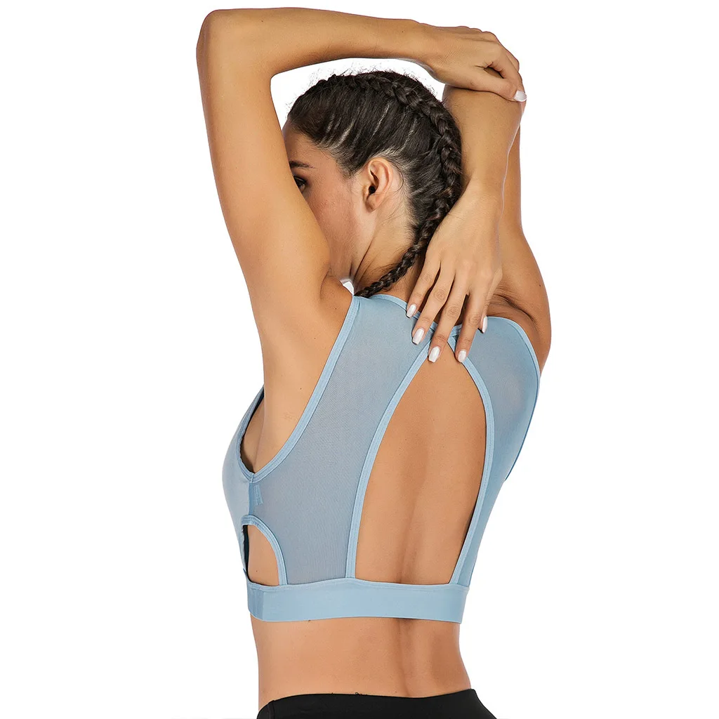 Women Mesh Patchwork Sexy Breathable Quick Dry Sports Bra Side Hollow Out Female Yoga Running Fitness Training Jogging Gym | Спорт и