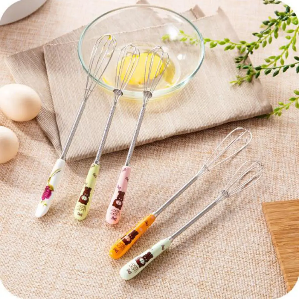 Multi-function Ceramic Handle Stainless Steel Hand Egg Beater Manual Stirring Whisk Rotary Kitchen Gadgets non-toxic durable | Дом и сад