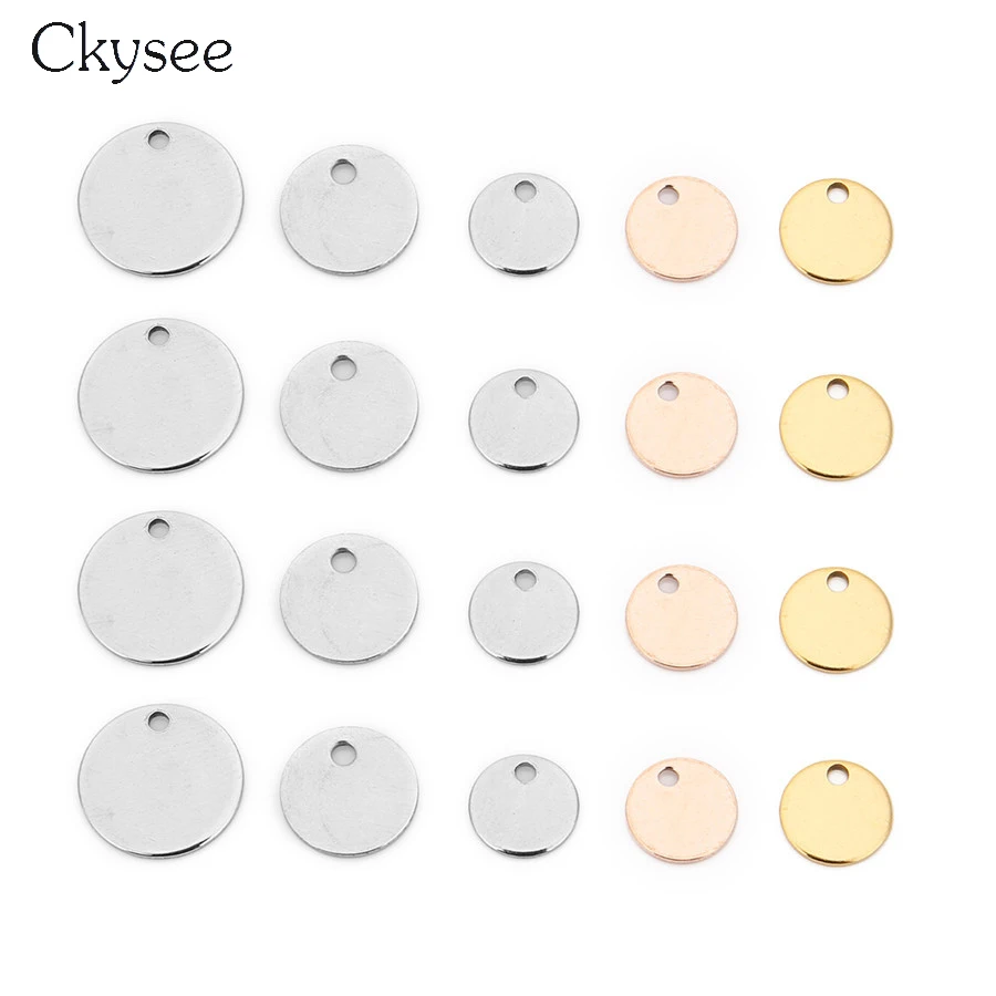 

Ckysee 20 шт./лот 6-25 мм Плоская Круглая Подвеска для собаки из нержавеющей стали, подвеска с маленьким отверстием, штамповочная бирка, подвески «...