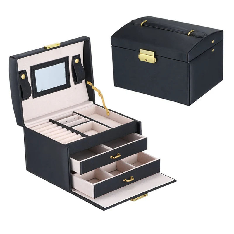 

Jewelry Storage Box Casket Box Pu Leather Jewelry Packaging Box Exquisite Makeup Case Jewelry Organizer Container Box Gifts