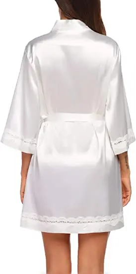 Халат женский атласный с глубоким V-образным вырезом пикантное шелковое нижнее