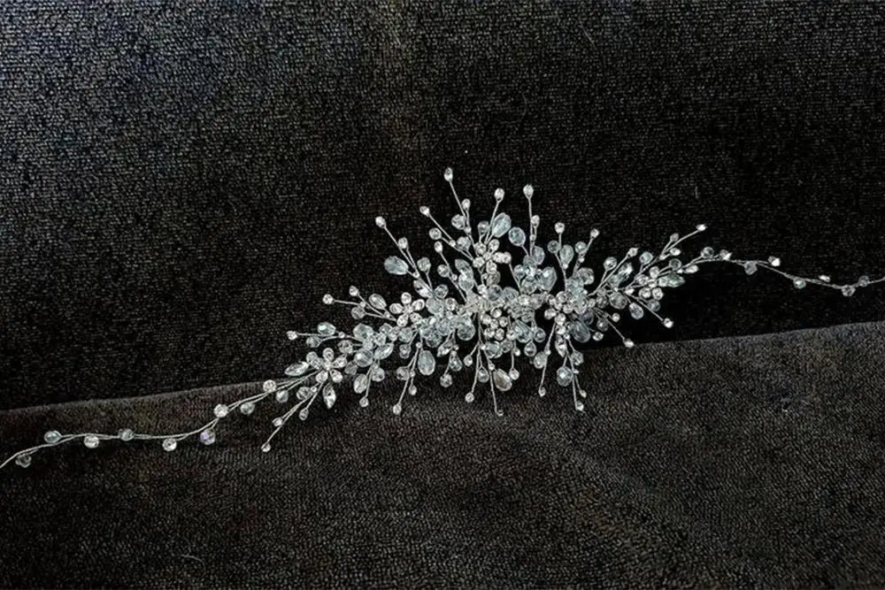 Серебряная розовая Золотая свадебная головная повязка блестящие стразы