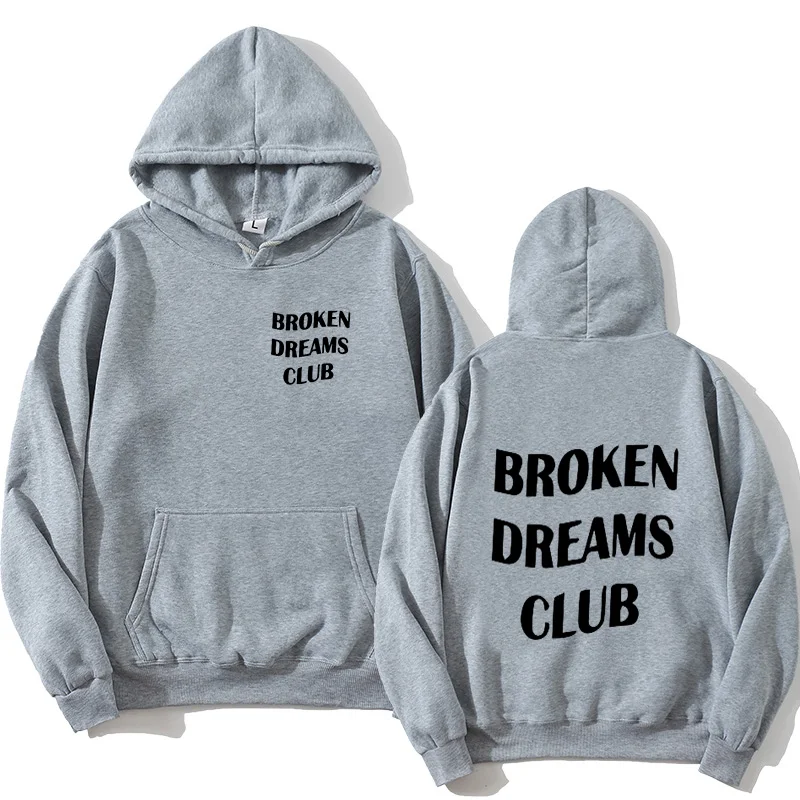 

Harajuku BROKEN DREAM CLUB Letter Print Hooded Sweatshirt Fall/Winter 2020 Women's Men's Unisex Hoodie Black Fall/Winter Hoodie