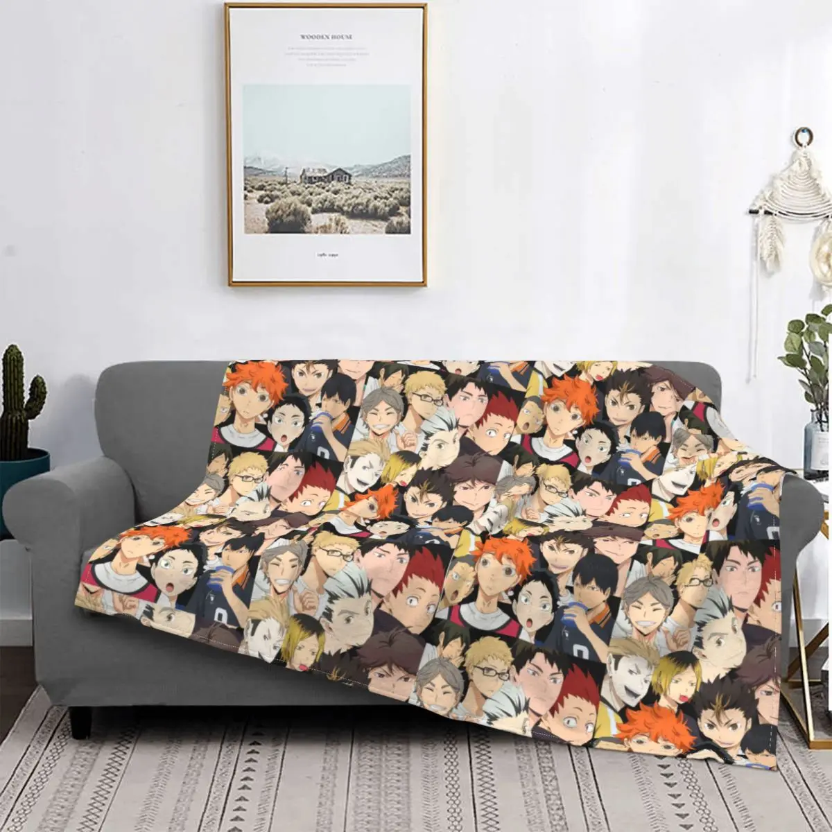 

¡Haikyuu! Manta de Anime Haikyuu para cama, manta de forro polar con estampado gráfico de voleibol Haikyuu, regalos increíbles