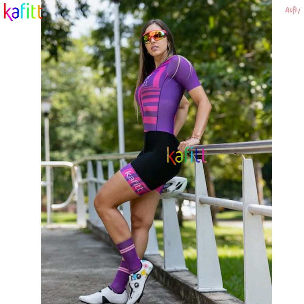 

Kafitt Jumpsuits Women Cycling Jumpsuit Triathlon Equipment Outfit Cycling Short Sleeve Skinsuit