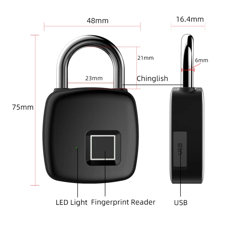 

NEW Tuya Smart Home Fingerprint Lock Bluetooth Safe Padlock Door Print Lock Waterproof Keyless USB Rechargeable Zinc Alloy House