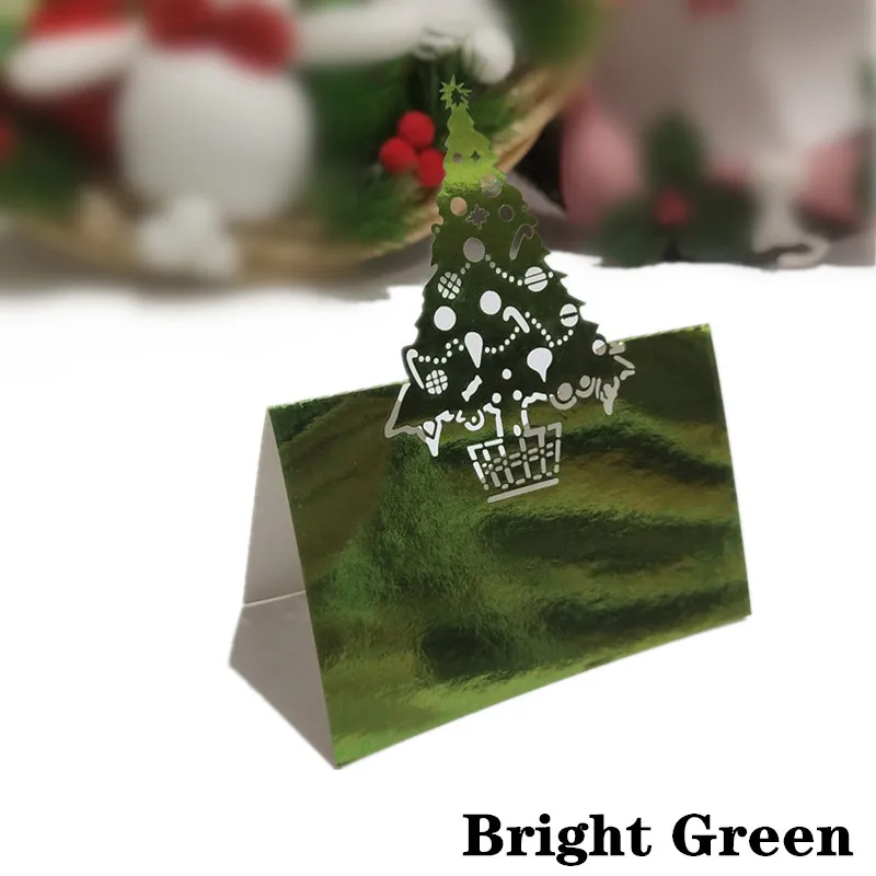BrightGreen 10 шт. лазерная резка Рождественская елка Стекло Место карты свадебный стол украшение место карты Свадебная вечеринка украшение 9Z SH219-10 - Цвет: BrightGreen