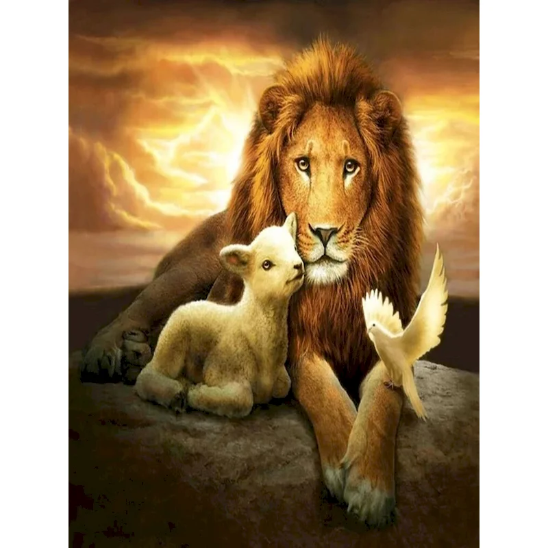 

RUOPOTY Diamond Painting Kit Lion DIY Diamond Mosaic Sale Animal Pictures Of Rhinestones Fall Home Decoration