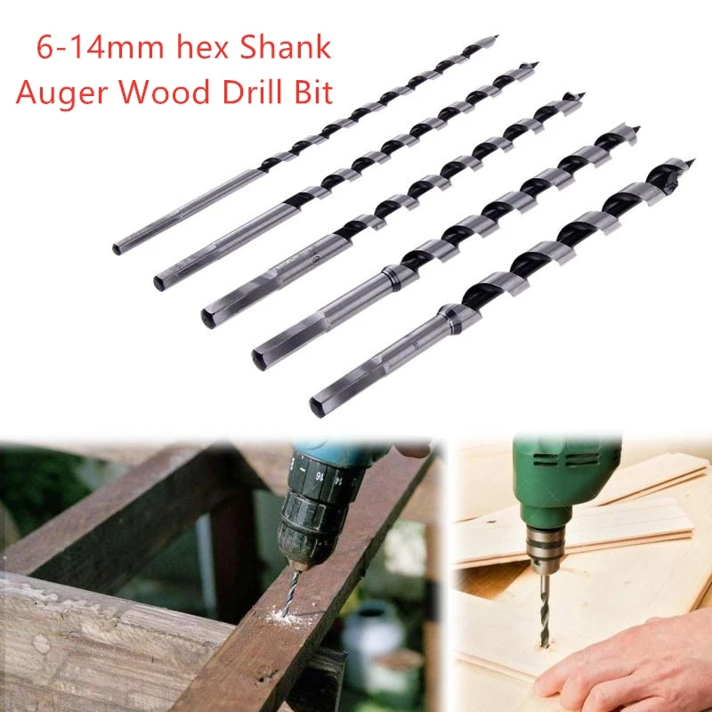 

5pcs 6-14mm High Carbon Steel Hex Shank Auger Wood Drill Bit Woodwork Twist Drill Bit Woodworking Hole Saw Cutter Drill Tool Set