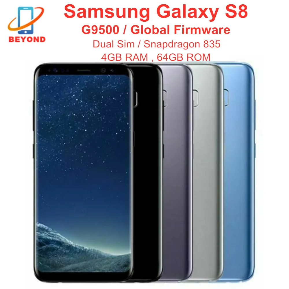 

Samsung Galaxy S8 G9500 Dual Sim RAM 4GB ROM 64GB Snapdragon 835 Octa Core 5.8" NFC Mobile Phone Original Unlocked Cell Phone