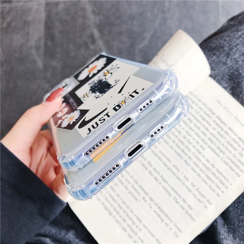 

Flower Daisy Lens Protection Clear Phone Case For iPhone 12 Pro Max Mini 11 8 7 6 Plus XS Max XR X SE Soft TPU Cover Phone Case