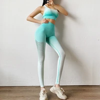seamless set gym clothing seamless yoga women tracksuit gradient sport suit fitness women workout set sports wear for women gym
